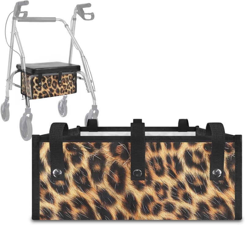 LedBack Leopard Print Rollator Walker Accessories 3 Pack Rollator Walker Seat and Backrest Rollbar Covers Soft Universal Walkers Seat Covers Organizer Pouch Storage - Image 3